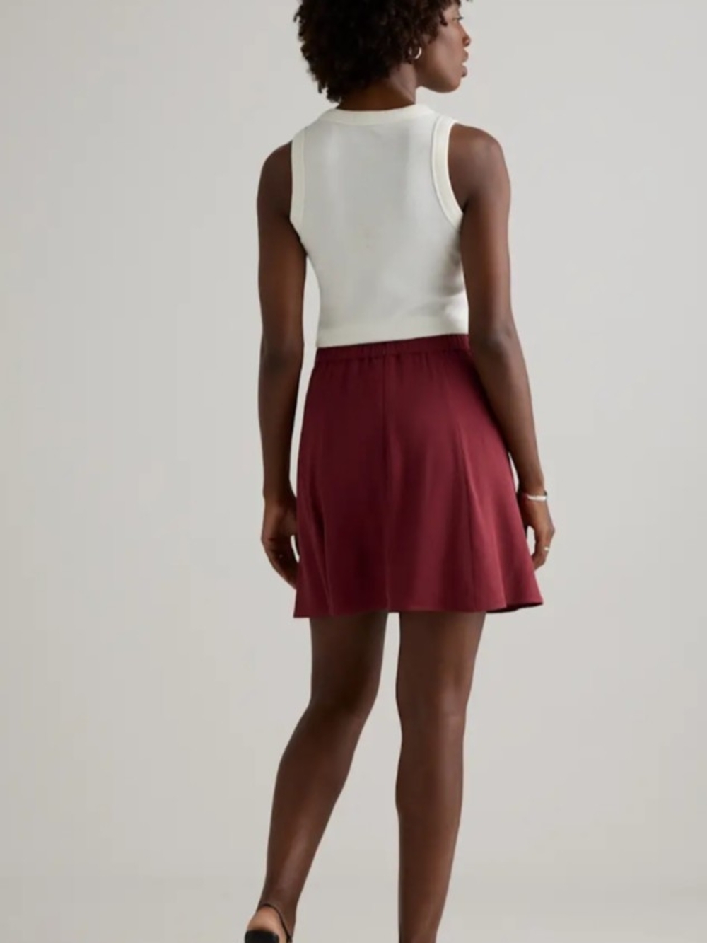 Lightweight Crepe A-line Mini Skirt, Maroon, Never Opened With Tags, Quince